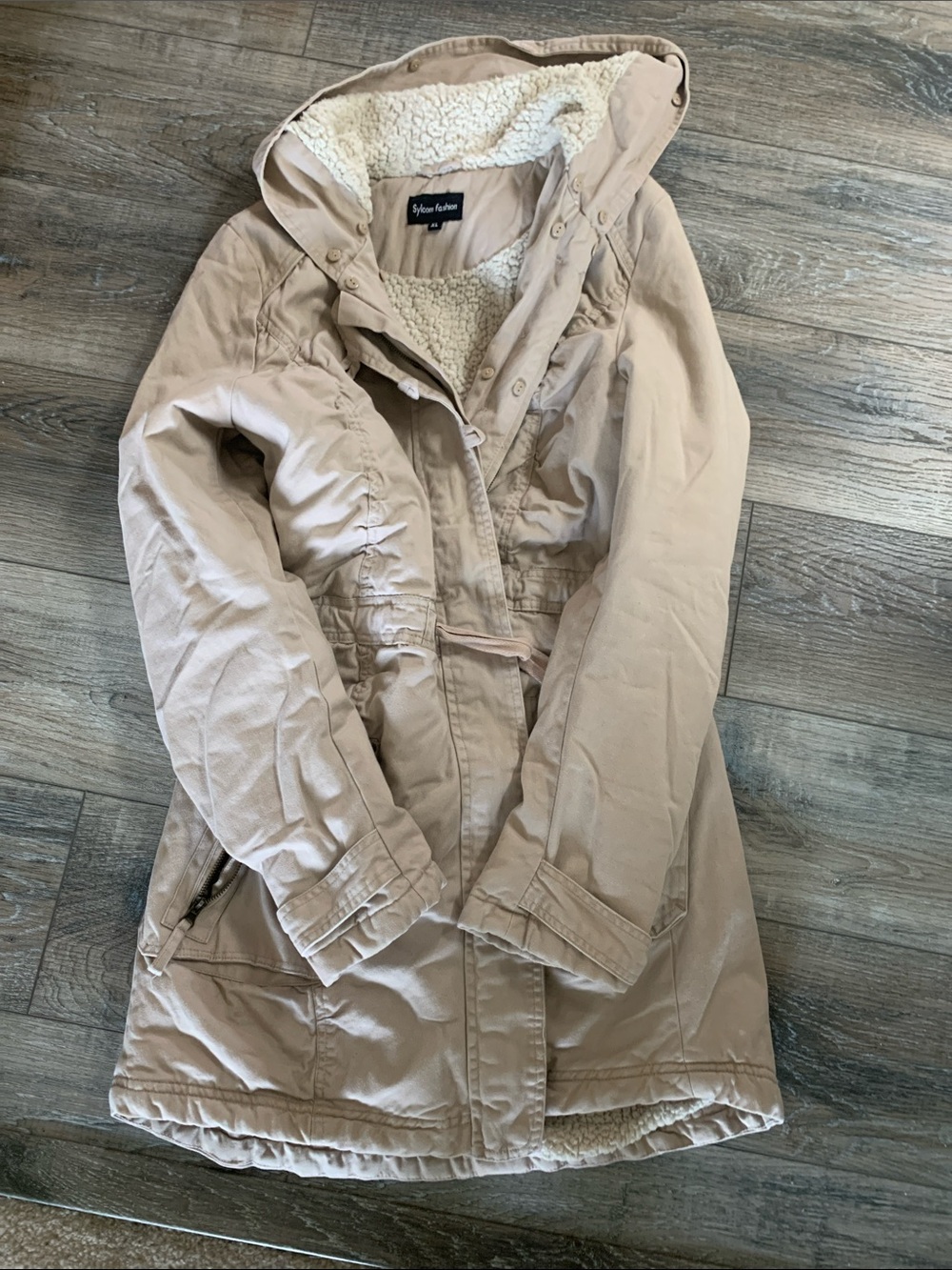 Women’s Hooded Sherpa-Lined Parka Jacket - Beige